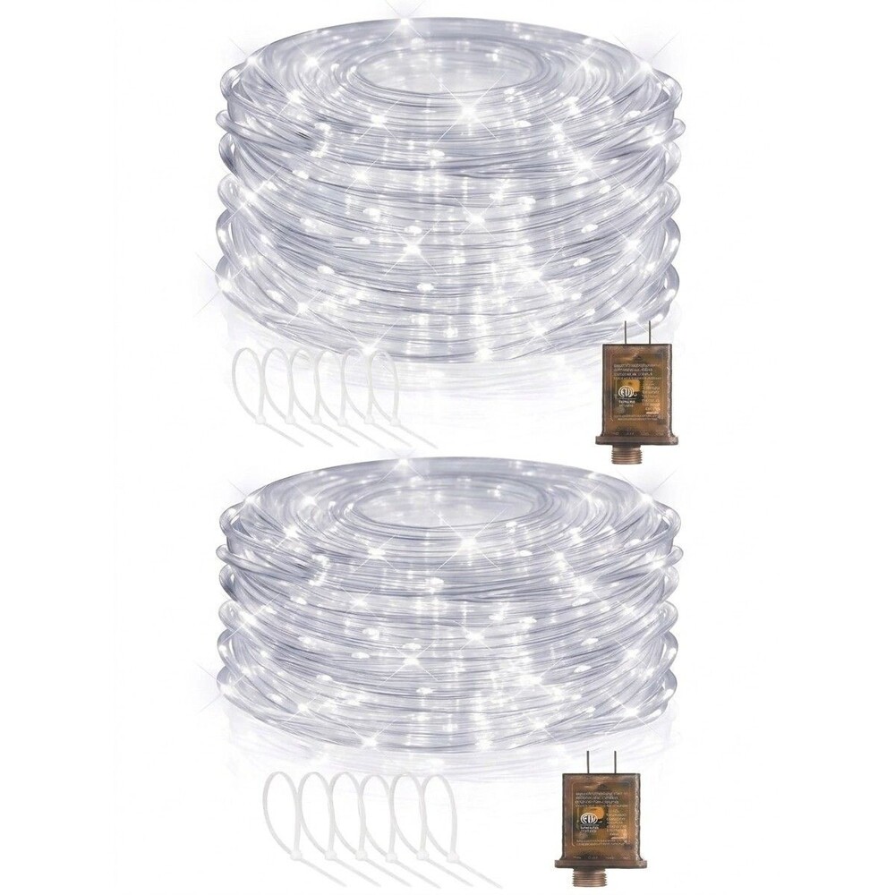 2 Pack LED Rope Lights Waterproof Rope Light 197FT 600 LED Flexible Tube